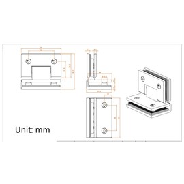 Frameless Glass Shower Door Hinge Bathroom Glass Bracket, 5mm Solid 304 Stainless Steel, Seamless Casting, Suitable for 8-12mm Glass, Gold, 90 Degree Glass to Glass Mounting (Pack of 1)
