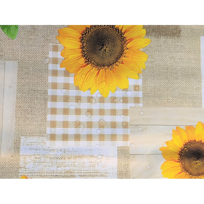 Karina Home Taupe and Yellow Sunflower Wipe Clean Tablecloth Vinyl