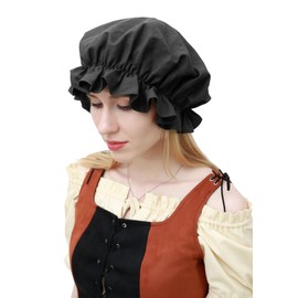 KUOIN Medieval Hat Women Bonnet for Colonial Cosplay Headwear (Black)