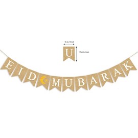 Great Eid Mubarak Banner Party Decoration Supplies Burlap