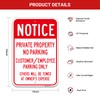 2Pack “Notice - Private Property No Parking, Customer/Employee Parking Only”