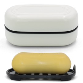 AIMAIAIMAI Travel Soap Container, Leakproof Soap Box, Travel Soap Holder with Removable Draining Layer, Portable Soap Case for Traveling, Camping, Gym (White, 1 Pack)