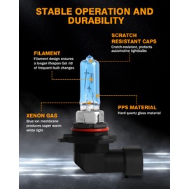 NSDXCT 9005 9006 High Performance Halogen Headlight Bulbs For Toyota Corolla 1993-1997 2001-2013 Light Bulbs 9005 High Beam+9006 Low Beam, 300% More Brightness 5000K Front Light bulb, 4PCS