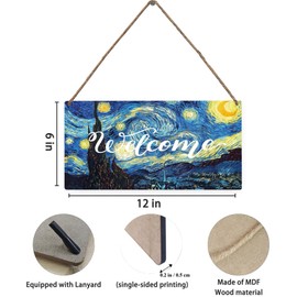 Mdulftar Farmhouse Welcome Door Sign Welcome to The Farm Front Door Hanger Sign 12" x 6" Rectangular Rustic Wooden Hanging Sign Porch Window Decor