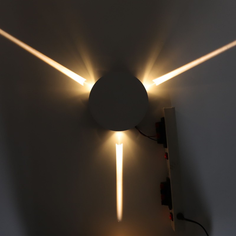 Wall Light Round Shape Aluminum Alloy 3 Beams Modern Wall