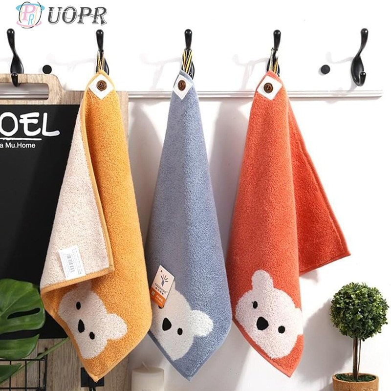 UOPR Children's Towel with Loop, Bear, Hand Towel, Kindergarten, Nursery