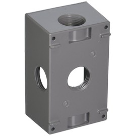 Hubbell-Bell 5332-0 Weatherproof Electrical Box, 1 Gang, 18.3 Cu-in, 4-1/2 in L X 2-3/4 in W X 2 in D, 3/4 Inch, Gray