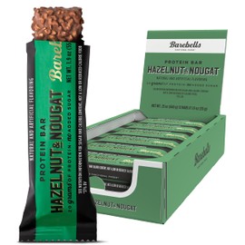 Barebells Protein Bars Hazelnut & Nougat - 12 Count, 1.9oz Bars - Protein Snacks with 20g of High Protein - Chocolate Protein Bar with 1g of Total Sugars - On The Go Protein Snack & Breakfast Bars