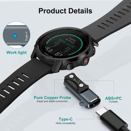 BORLTER CLAMP Charging Adapter for Polar Watch, USB-C Charging Adapter with Portable Lanyard, Compatible with Polar Vantage V3, Polar Pacer/Pro, Polar Vantage M3, Polar Ignite 3, Polar Grit X2, Gray