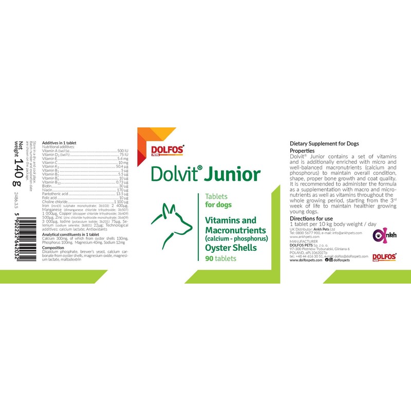 Dolvit Junior 90 tablets Vitamins Minerals Calcium from Oyster Shells