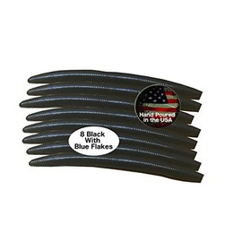 Codaicen Soft Stick Wacky Worms Salted 5 Inch - Neko/Senko Style, Soft Stick Worms - Hand-Poured in USA - Ideal for Wacky Worm Style Bass Fishing (8 Black Blue Flake)