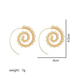 Bohemian Spiral Hoop Earrings for Women Vintage Geometric Earrings 80s Earrings Cute Heart Pull Through Earrings Fashion Christmas Jewellery Gifts (Gold)