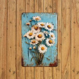 Unbranded Flower Daisy Metal Sign Decorative Majestic Nature Vintage Look 8x12in
