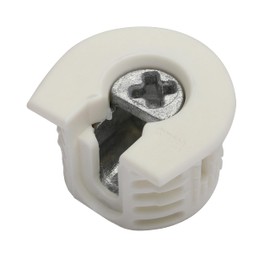 25 Pack Titus System 6 Cam Connector for 19mm Panel, with Ridge (Drop-in), Cam Lock Nut Furniture Fastener, Furniture Connecting Cam Fittings in White Finish, Non-Outrigger, R011WHT