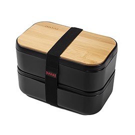 INVVNI Bento Box Adult Lunch Box Containers for Adults Japanese Large Bento (68 Oz Capacity) Stackable Bento Boxes - Natural Bamboo Chopping Board Lid, Microwave & Dishwasher Safe, Bpa free