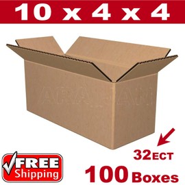 Apex Packaging Supply 100- 10x4x4 Cardboard Boxes Mailing Packing Shipping Box 32ECT Corrugated Carton