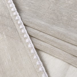 MISS SELECTEX Sheer Linen Curtains with Bordered - Natural Textured Semi-Sheer Drapes Grommet Top Voile Window Curtains for Living Room and Farmhouse, Linen, 52x95 Inches Long, Set of 2 Panels