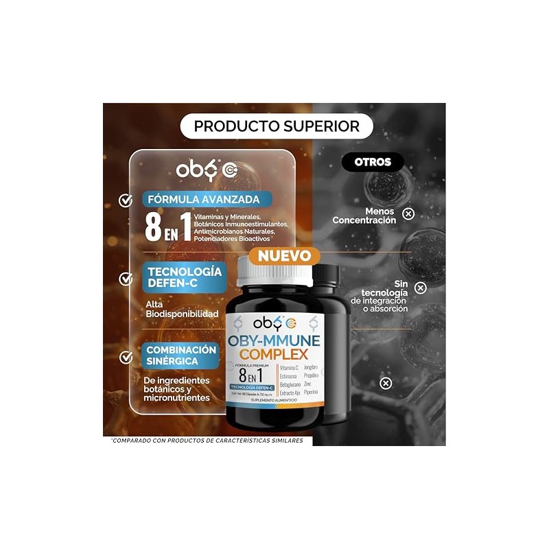 Oby Immune Complex Vitamina Zinc Echinacea Ajo Envejecido Jengibre Propóleo