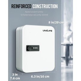 Uniclife 20 Position Key Cabinet with Combination Lock Resettable White Digital Security Storage Box Steel Key Organizer with Colorful Key Tag Labels Stickers and Hooks