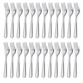Unokit Stainless Steel Dinner Forks Silverware - 24 Pieces (7.1 Inch) Silver Dinner Forks Set of 24, Forks Set, Flatware Forks for Home, Kitchen or Restaurant, Mirror Polished, Dishwasher Safe