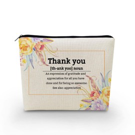 YULUENZE Inspirational Appreciation Gifts Thank You Noun Definition Makeup Bag Positive Quote Toiletry Pouch with Zipper Birthday Christmas Gift Cosmetic Bag for Women Friends Coworkers BFF
