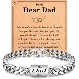 EYQV Dad Gifts, Engraved Bracelet Dad Gifts from Daughter Son, Best Dad Christmas Gifts Fathers Day Birthday Gifts Stocking Fillers for Men
