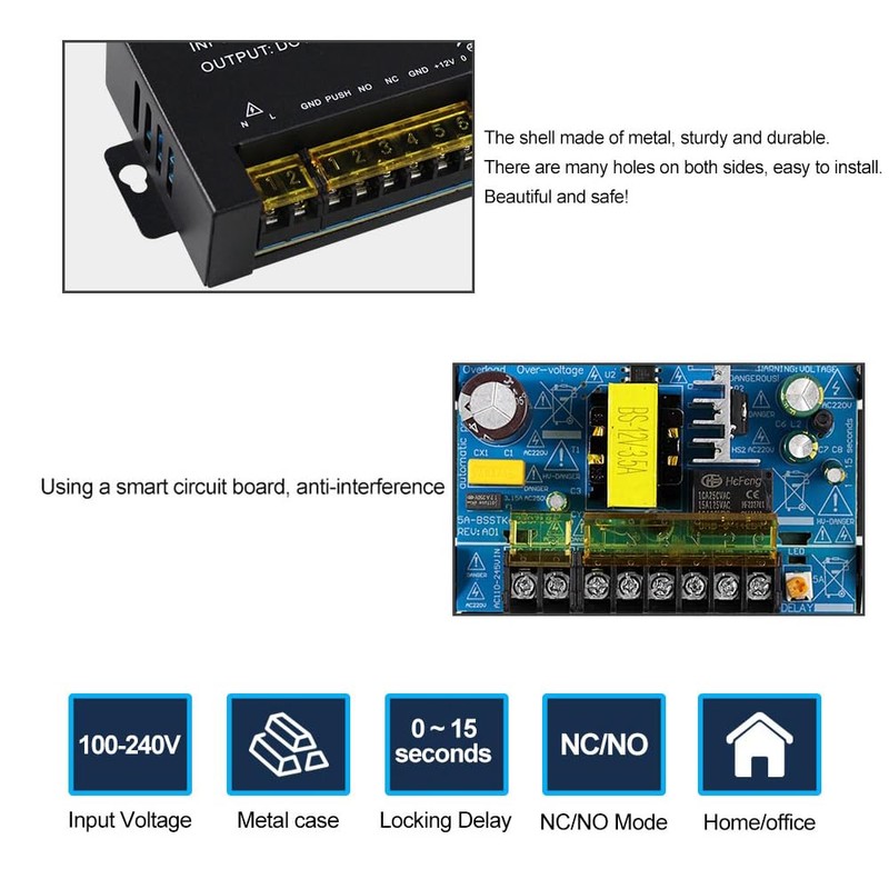 OBO HANDS DC12V 3A Power Supply for Door Access Control