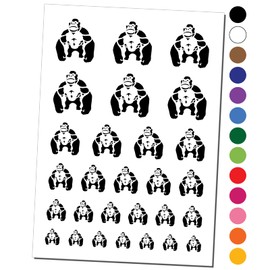 Brawny Gorilla Ape Temporary Tattoo Water Resistant Fake Body Art Set Collection - Black (One Sheet)