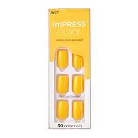 KISS imPRESS Color Press-On Manicure, Gel Nail Kit, PureFit Technology, Short Length, “YOLO”, Polish-Free Solid Color Mani, Includes Prep Pad, Mini Fi