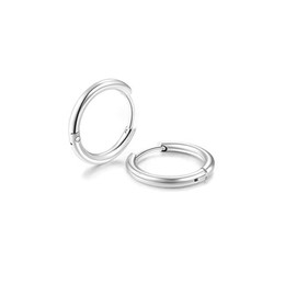 Small Unisex Cartilage Hoop Earrings,316L Surgical Stainess Steel Huggie Hoop Earrings for Helix Lobes Hinged Sleeper Earrings for Men Women (7mm, Silver)
