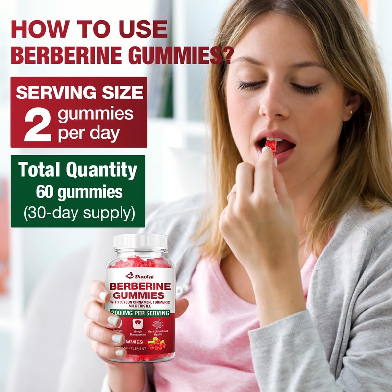 Berberine Gummies 2000mg - Natural Organic Berberine HCL Supplement -