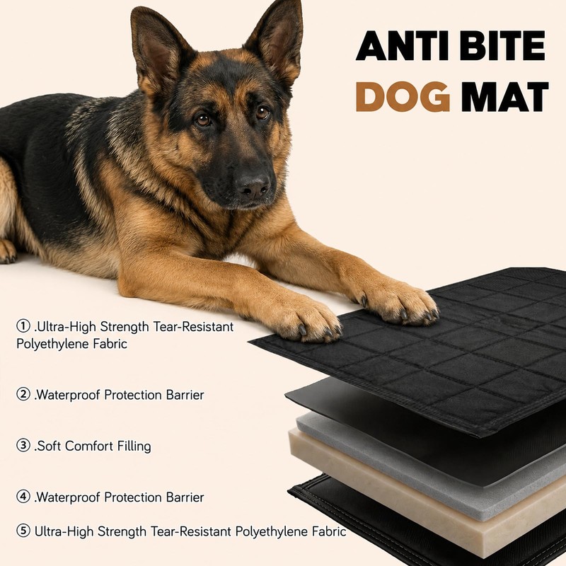 Chew Proof Dog Crate Pad, Waterproof, Tear-Resistant, Reinforced Stitching