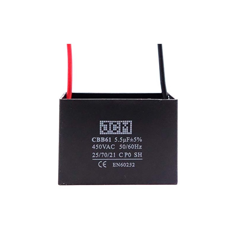 JCM 2 Wire Ceiling Fan Capacitor 5.5uF 450VAC CBB61