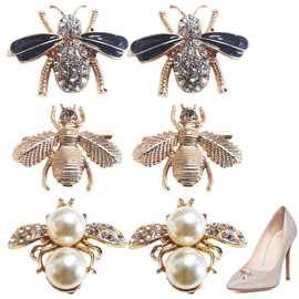 EOYVAIL Schuhbefestiger & Schnürsenkel,6 stücke Biene Strass Metall Clips Schuh Blume Dekoration Tasche Zubehör Perle Biene Clips