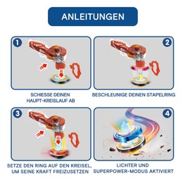 INFINITY NADO – FIERY DRAGON LEUCHTKREISEL MIT WERFER – Neuer Leuchtkreisel von Nado mit aufsetzbarem Werfer und Infinity Nado Metallring – Spielzeug für Kinder ab 5 Jahren