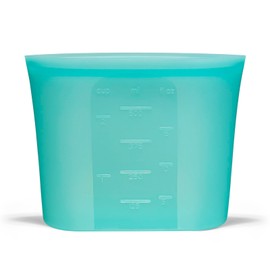 Reusable Snack Bags, 1 Pack, Stand Up 100% Silicone Reusable Storage Bag, Ziplock Silicone Food Storage Containers Snack Size, Freezer Microwave Oven Dishwasher Safe, Aqua, 16oz