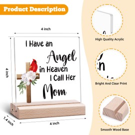 Memorial Gifts for Loss of Mum Memorial Acrylic Plaque Sympathy Bereavement Gift for Loss of Mother Condolence Present in Memory of Mum Clear Desk Decorative Acrylic Plaque With Wooden Stand