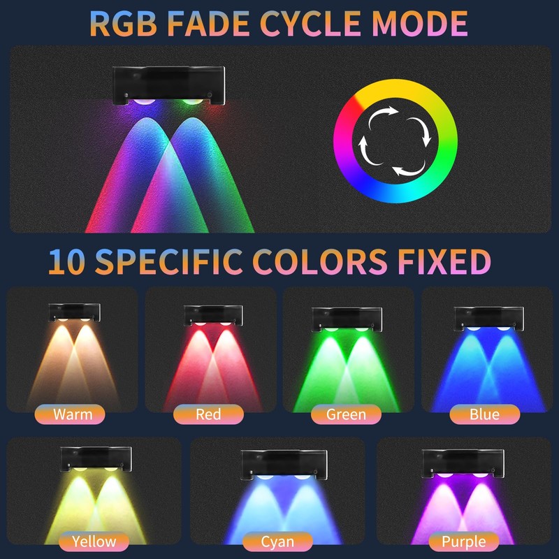 Gtliba Solar Fence Lights Outdoor 10 Colors, Warm White &