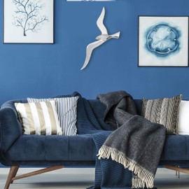 WHOLE HOUSE WORLDS Flying Seagull Wall Sculpture Hand Made of Fine Silver Cast Aluminium 36cm x 14cm