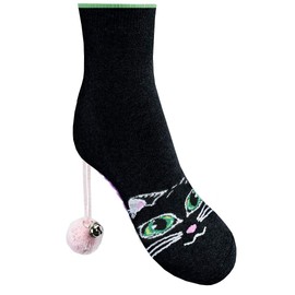Rainbow Socks Cat Socks Box Ladies’ Cat Terry Cloth Socks - Black