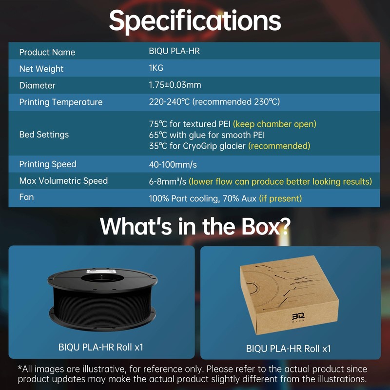 BIQU PLA-HR Flexible 3D Printer Filament Specifically for Printing Airless