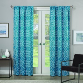 ECLIPSE Benchley Rod Pocket Curtains for Bedroom, Single Panel, 37x63, Teal