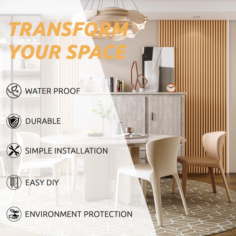 WPC Slat Wall Paneling, Modern Accent 3D Wall Panels, 8-Piece
