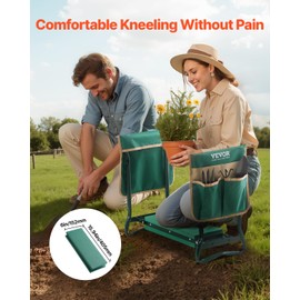 VEVOR Garden Kneeler and Seat Heavy Duty, Portable Garden Stool with 6'' EVA Kneeling Pad and 2 Tool Bags, Folding Garden Bench to Relieve Knee & Back Pain, Great Gifts for Seniors, Family Gardeners