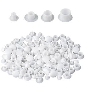 iwiio White Screw Caps, 120Pcs Plastic Hole Plugs, Screw Covers White, Round Screw Hole Covers for Cabinet Cupboard Shelves License Plate Furniture Hardware (2mm/6mm/8mm/10mm)