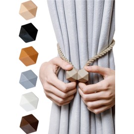 NazTur Magnetic Curtain Tiebacks- Upgrade 2022 with a Thicker Twist Rope and Strong Magnet Tieback Window Treatment Holdbacks Draperies Holders Decorative Drape Handmade Curtain Tie Back (Beige, 2)