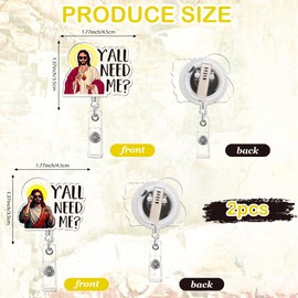 Obookey Funny Badge Reel Retractable - 2 Pcs Y’All Need Me ID Badge Holder with Acrylic Alligator Clip for Nurse Doctor Medical Student Teacher Hospital Worker Office Card Reels Gifts