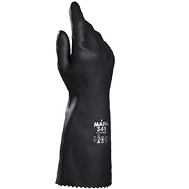 MAPA Professional ULTRANEO 341 - Natural Latex Chemical Gloves in Smooth Neoprene, Providing Good Mechanical Resistance, Black Size 10 (1 Pair) Protective Gloves