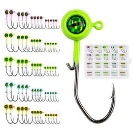 Crappie Jig Heads Fishing Hooks Kit, 70pcs Swimbait Jighead for Panfish Walleye Bass Trout Freshwater Fishing with 3D Realistic Big Eyes,1/32oz,1/16oz,1/8oz,3/16oz