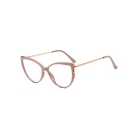Trendy Cat Eye Frame Eyeglasses, Anti-blue Light Eyeglasses for Women, Fashion Eyeglasses for Work, Daily Clothing Decor, Perfect for Student Daily Use - Color: Reddish Brown, Size: one-size